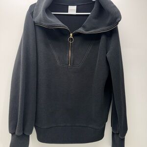 Varley Vine Gold Half Zip Black Sweatshirt Pullover Oversized sz L